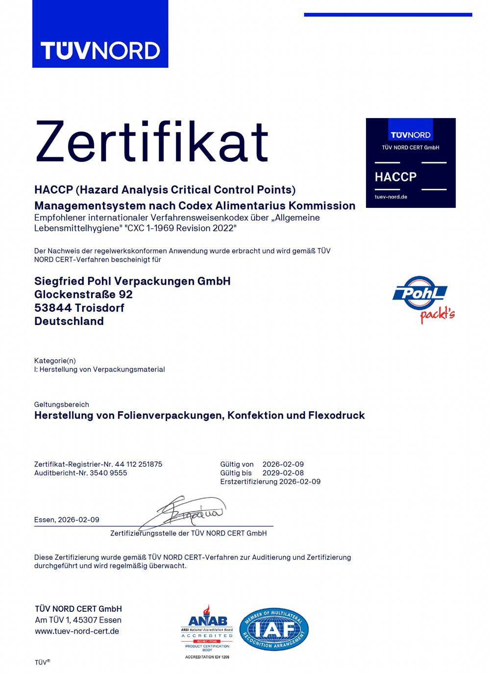 Titel_HACCP-Zertifizierung Pohl Verpackungen